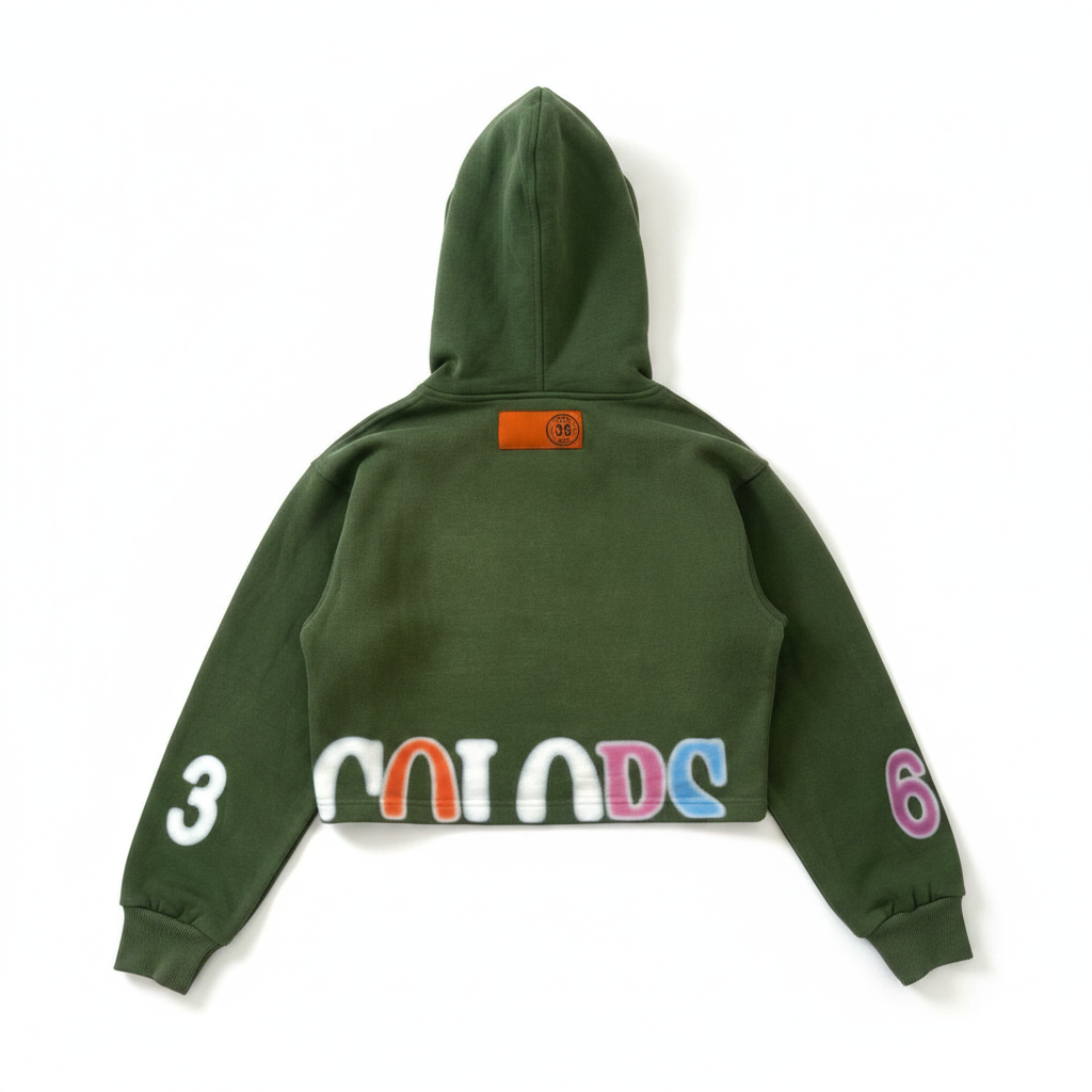 Crop Hoodie Kaki - Dos