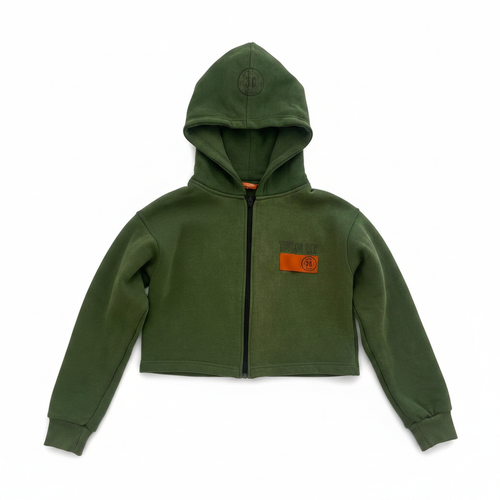 Crop Hoodie Kaki - Face